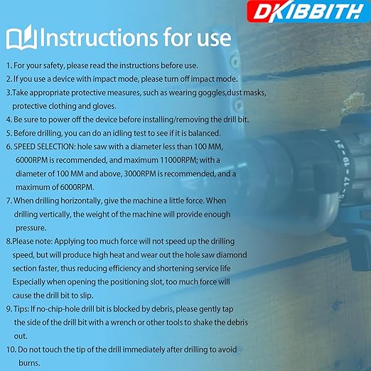 DKIBBITH 7 Pack Dry Diamond Drill Bits & Tile Drill Bits Set for Ceramic, Porcelain, Marble, Granite, Stone, Glass - Round Shank 3/16", 1/4"(x2), 5/16", 3/8", 1/2"+1 Pack Masonry Drill Bit 1/4"