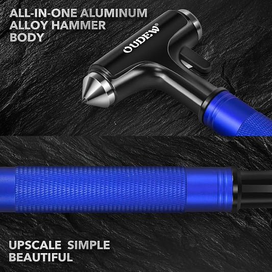 2 Packs Car Safety Hammer, Car Glass Breaker with Seat Belt Cutter, Automotive Escape Tool, Metal Window Breaker, Emergecy Safety Hammer for Auto Accidents (Blue)