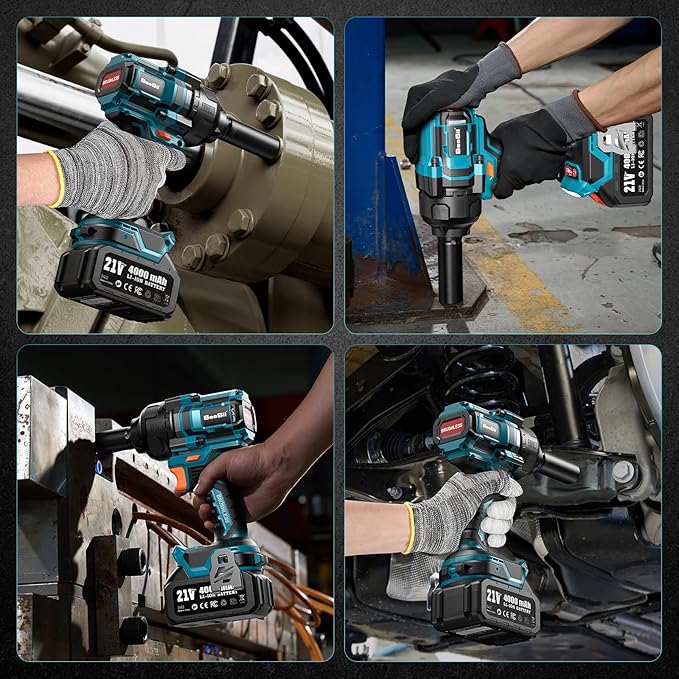Seesii Impact Wrench 886 Ft-lbs(1200N.m), 1/2 High Torque Impact Gun with 21V 2x4.0Ah Battery, Electric Impact Driver, 2900IPM, 5 Socket, Cordless Impact Wrench for Home Car/Mower/Pickup/Truck RV