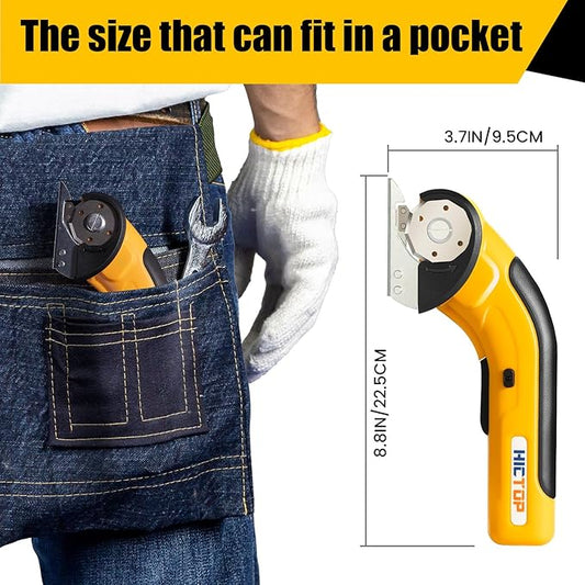HICTOP Electric Scissors Cordless Cardboard Box Cutter Heavy Duty with Safety Lock 4.2V Rechargeable Electric Scissors for Cardboard, Carpet, Leather, Plastic, Fabric, Crafting, etc.