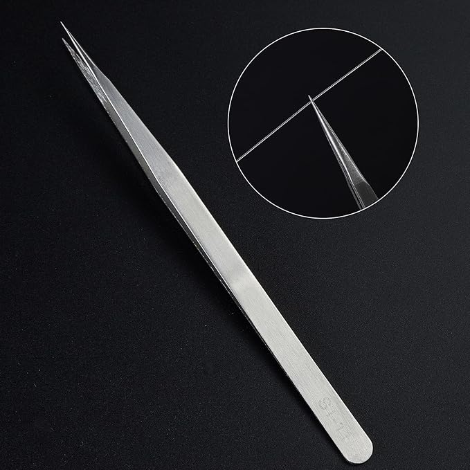 Precision Tweezers Set,Upgraded Stainless Steel of Craft Tweezers - Extra Fine,Angled,Blunt Tips for Electronics,Hobby, Industrial,Laboratory Work,Jewelry-Making,Model,Cooking