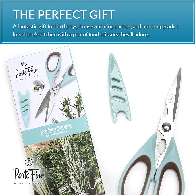 Kitchen Scissors for Food - Heavy Duty Stainless Steel Shears - All Purpose Utility Shears - Cooking Scissors for Meat, Chicken, Fish, Vegetables, Herbs - Kitchen Gadget