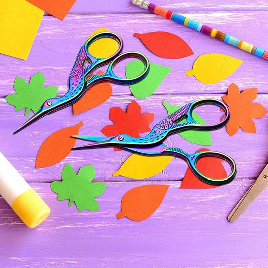 Vintage Stork Shape Sewing Scissors Stainless Steel Tailor Scissors Sharp Sewing Shears for Embroidery, Craft, Art Work & Everyday Use (4, Colorful)