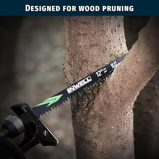 12-Inch Wood Pruning Reciprocating Saw Blades 6-Piece, 5TPI, Sawzall Blades Wood, CR-V Steel Universal Saw Blades Set with Storage Box