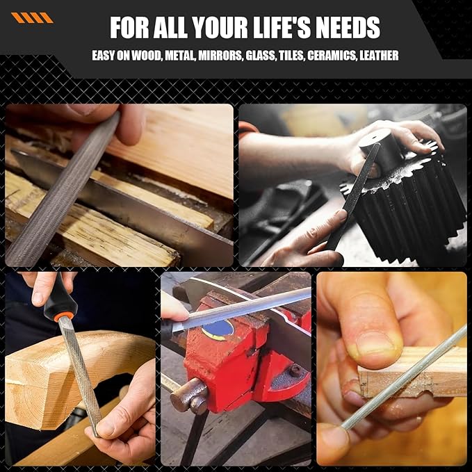 17 PCS Metal File Set Upgraded Hemicycle, Angle, Round, Flat & Needle Files for Plastic, Wood, Metal Projects - Alloy Steel Hand Tools with Storage Case