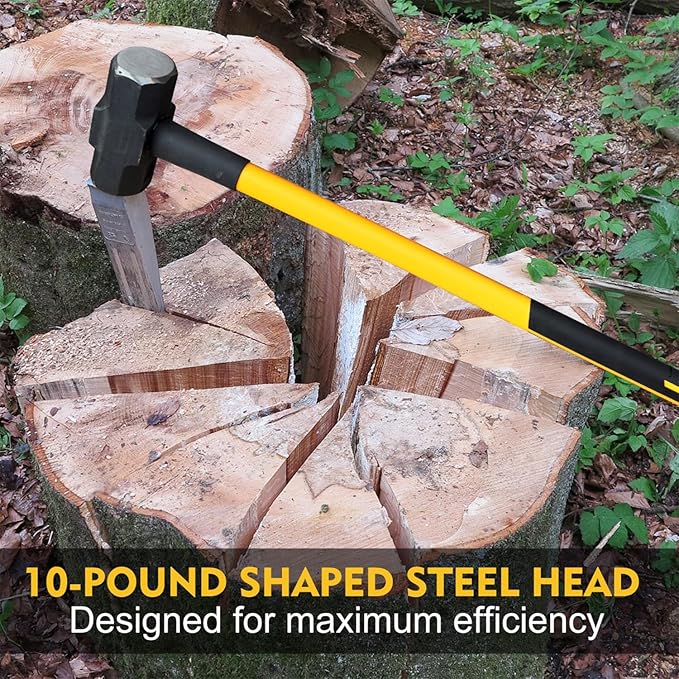 Sledge Hammer with Heavy Duty Construction,35-Inch Fiberglass Handle, Overstrike Protection, Textured Grip,6lbs Sledgehammers Strike Drilling/Crack Hammer