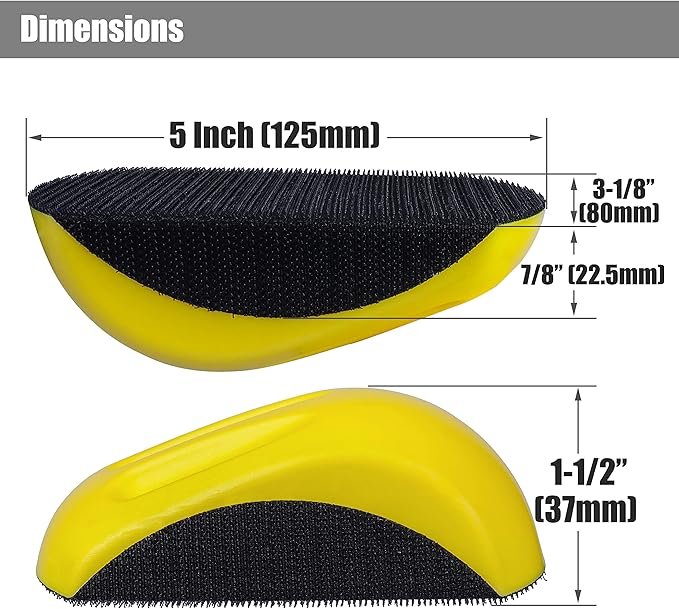 Yakamoz 2Pcs Hand Sanding Blocks, 5 Inch Hook Loop Sanding Block Foam Hand Sander Backing Pads for 5 Inch Hook and Loop Sanding Discs Sandpapers