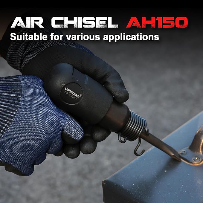UW-AH150 Short Barrel Air Hammer Kit with Quick Change Retainer and 4 Chisels, 1-5/8 Inch Stroke, 4500 BPM, Light weight