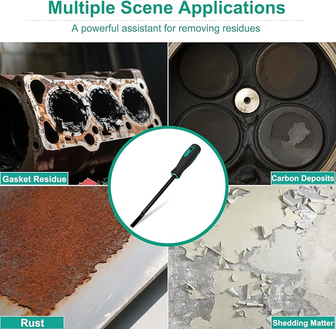 2/5" Scraper Head Gasket Scraper, High Hardness Chrome Vanadium Steel with Non-Slip Rubber Handle Scraper, Gasket Scraper for Removing Gaskets,Rust, Paint,Varnish, Carbon Scraper Tool for Surface Prep