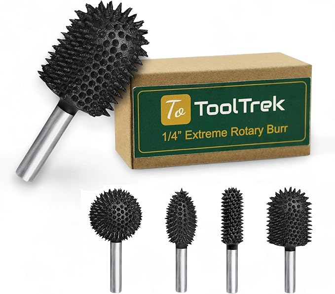 Extreme Coarse Ball Nose Rotary Burr, 1??" Shaft, Wood Rasp Bit for Drill-Bosch,Foredom, DeWalt, Milwaukee Tools- Abrasive Tungsten Carbide