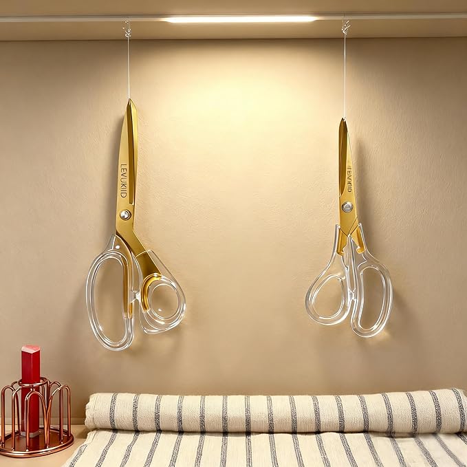 scissors all purpose, Titanium Coated Blades and Ergonomic Clear Handle, Clear Gold scissors for Office Desk, Modern Design for Craft, Sewing, fabric,Office/Gold
