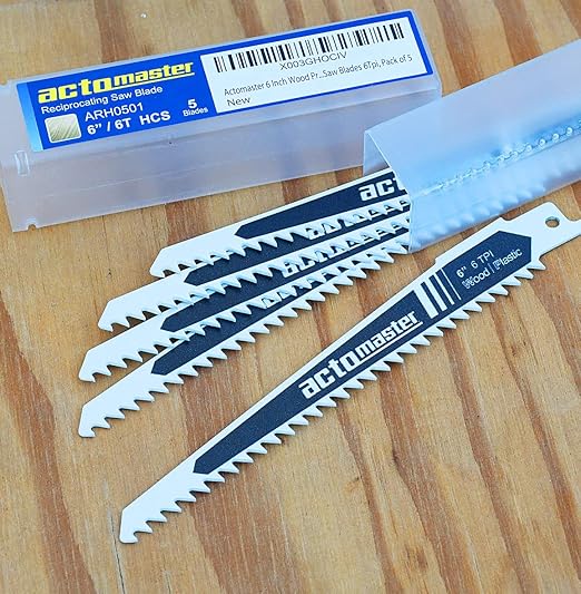 6 Inch Wood Pruning Reciprocating Saw Blades 6Tpi, Pack of 5