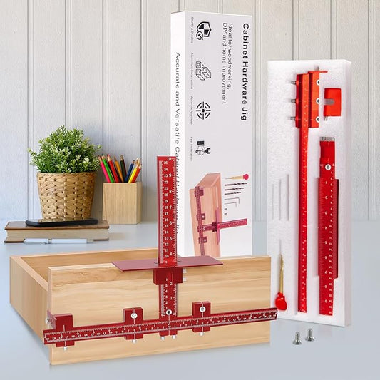 Aluminum Cabinet Hardware Jig Tool for Handles Pulls Knobs, Cabinet Pull Jig with Automatic Center Punch, Hardware Template for Door Drawer Handles Installation