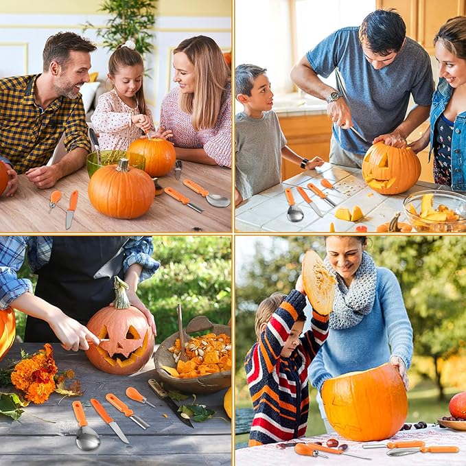 Kuaima Professional Pumpkin Carving Tools Set - Stainless Steel Carving Knife (5PCS)