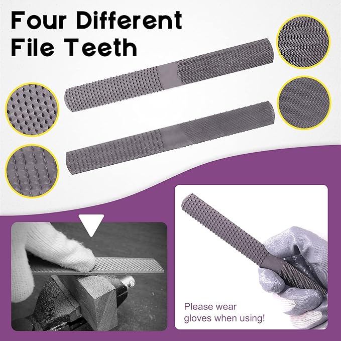 Swpeet 24Pcs Metal File Set with 4 in 1 Way Wood Rasp File and File Wire Brush Kit with Carry Case, Needle Files Flat Files Round Half Round Triangle File for Shaping Metal, Wood