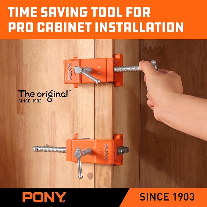 PONY 2-Pack Cabinet Clamps, 8510 Cabinet Claw, Face Frame Clamps for Installing Cabinets, 440 lbs Load Limited Orange