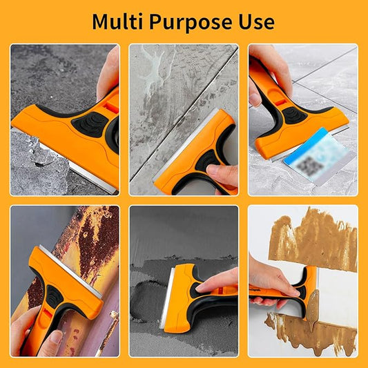 Wide Razor Blade Scraper Tool ??4" Scraper Tool with 15 Extra Replacement SK5 Blades,Glass Cleaner for Stove Tops, Windows, Paint Removal and Adhesive Residues