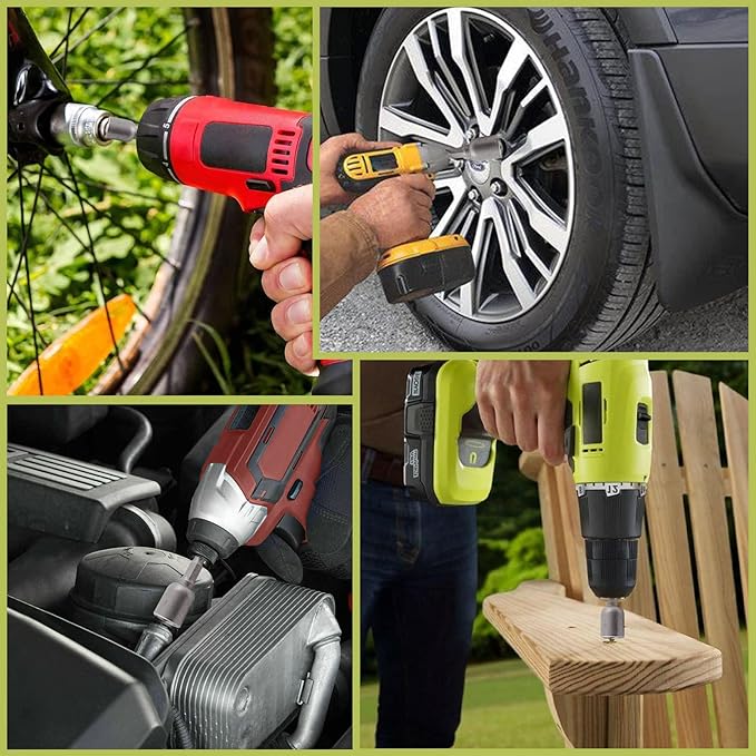 10 Pcs Quick-Change Power Nut Driver Set 3/8" (10mm) Hex Shank Magnetic Power Nut Setter Driver Bits