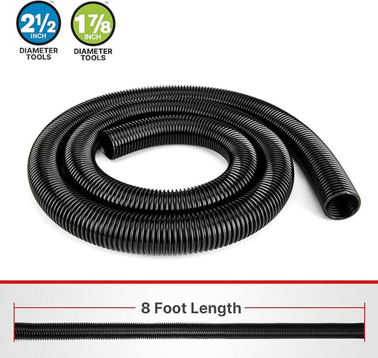 Shop-Vac 8 FT X 1-7/8" Universal Hose, Replacement Hose Compatible with Rigid, Dewalt, Husky, Craftsman, Bauer, Masterforce Vacuum Cleaners