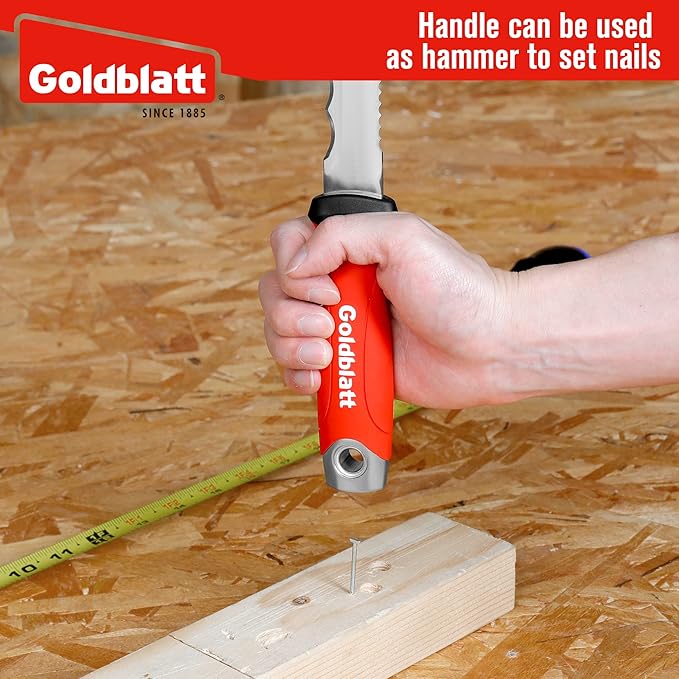 Goldblatt Insulation Knife, 8 Inch Stainless Steel Blade - Serrated Sharp Double Side Insulation Cutter Tool for Cutting Heat Material, Styrofoam - Rockwool Sod Cutter Lawn Repair Garden Knife