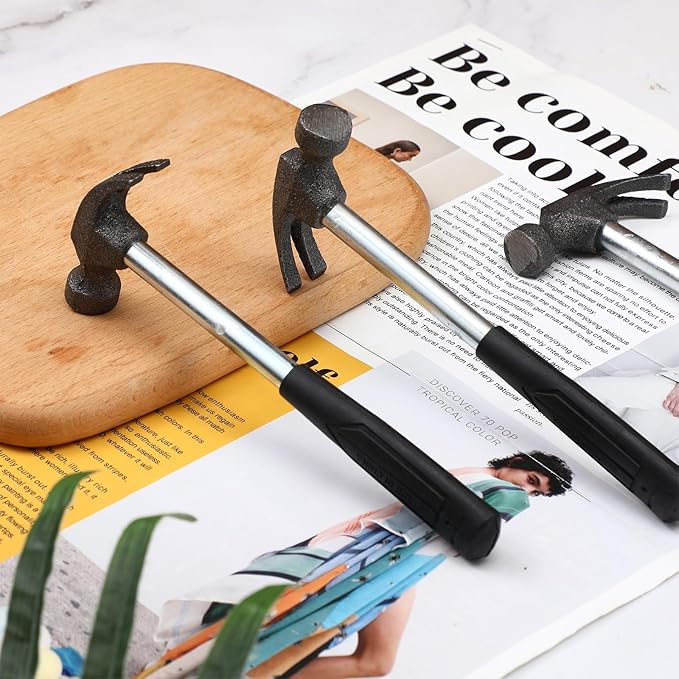 Gisafai 20 Pcs Small Claw Hammers Tools for Kids Solid Tubular Safety Hammer Bulk with Rubber Handle Alloy Steel Lightweight for DIY Woodworking Hanging Pictures Crafts