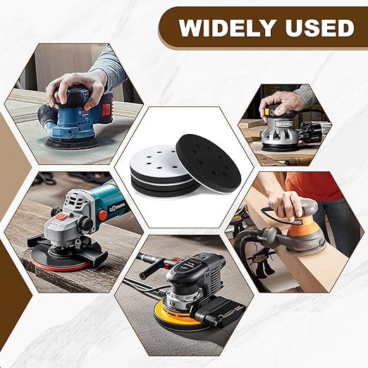 4 Pack Premium Foam Sanding Pads, 5 Inch 8 Holes Hook and Loop Sponge Cushion Buffer Backing Pad, Professional Sponge Sanding Pads and Soft Density Interface Pad for Orbital Sander