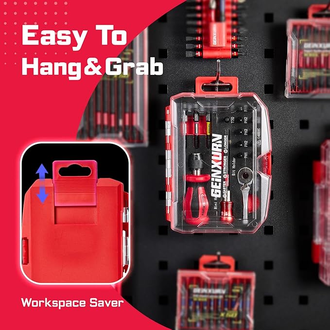 18 Pieces Tool Kit with Matching Storage Box, Include 1??2??S2 Steel Magnetic Screwdriver Bits (Phillips/Square/Torx), Mini Bit Handle, Mini Rachet Wrench, Bit Holder for Home Repairs