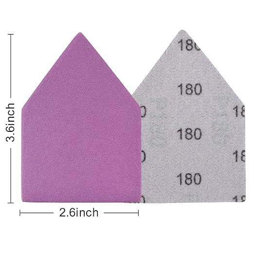 180 Grit Sandpaper 50PCS, 90mm x 65mm Triangle Sanding Sheets, Fits Milwaukee M12 Fuel Sander, Hook & Loop Detail Sander, White Fused Alumina Abrasive Sand Paper for Wood Finishing, Detail Sanding