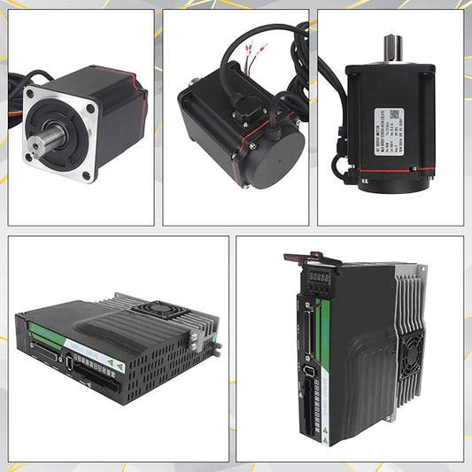 Without Brake 1000W AC Servo Motor Kit, CNC 220V 5.5A 3000rpm L3000 17-bit Encoder RS485 Servo Motor Driver Controller Kit for CNC Engraver Milling Machine/Robot
