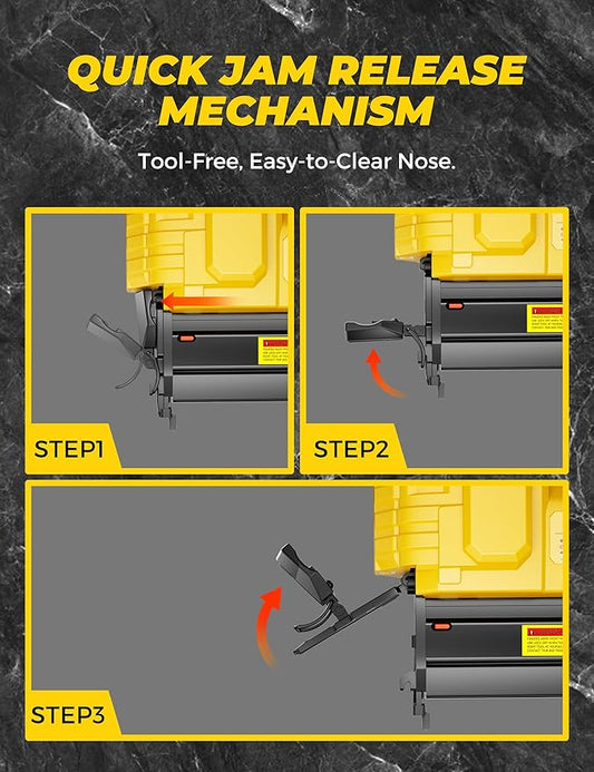 DeForce 18GA Cordless Brad Nailer, 2" Nail Gun for Dewalt 20V Max Battery, 2 IN 1 Electric Stapler, 2026 Upgraded Tool-Free Jam Release, 2 Firing Modes, Adjustable Depth, 1000pcs Nails(No Battery)