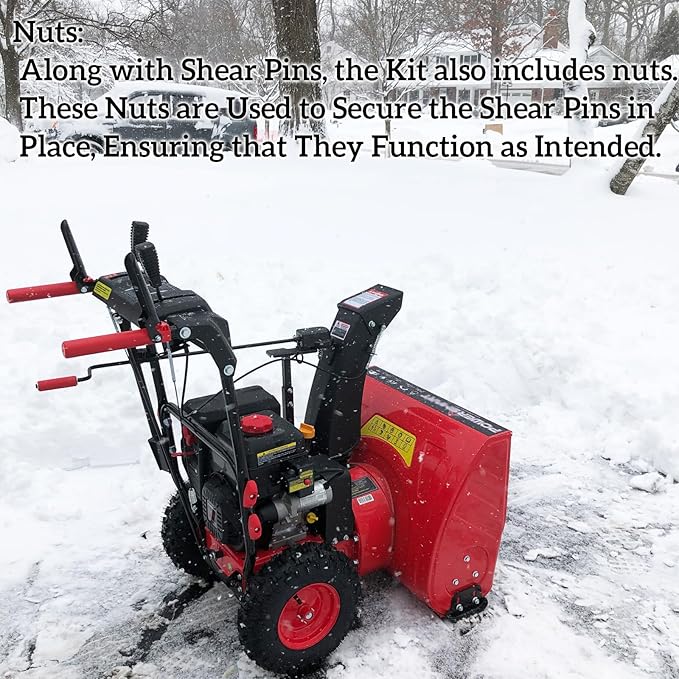 Snow Blower 4 Shear Pins and Nuts Replacement for Power-Smart Snowblower 303160355P / 303160355 Parts