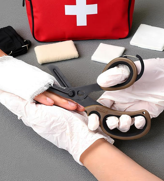 MEUUT 2 Pack Medical Scissors Trauma Shears with Carabiner design, 7.5" Fluoride Coated Non-stick Blades Bandage Scissor for Nurses, EMT, Household, outdoors