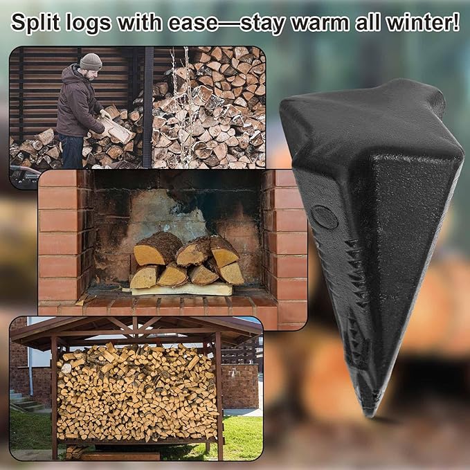 1 Pcs 5 Lbs Manual Log Splitter Wedge Wooden Splitting Wedges 4-Direction Diamond Design Forged Steel Tool for Easy Wood Splitting Splits Firewood into 4 Pieces, Effortless