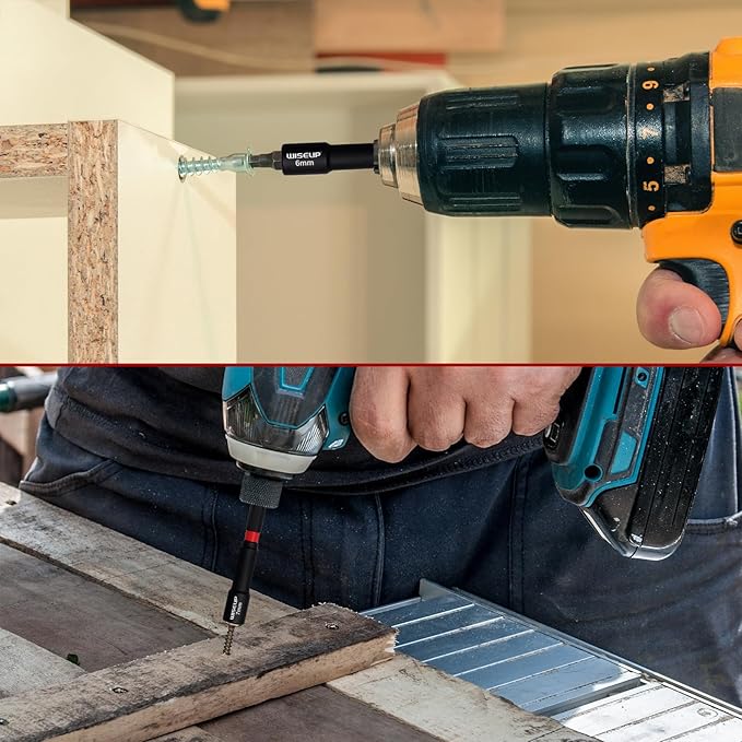 WISEUP 29PCS Magnetic Nut Driver Set,Impact Drill Driver Bit Set & 1/4" Hex Shank,Cr-V Steel SAE & Metric Power Nut Drivers,Includes Magnetic Bit Holder, Quick Release Extension with Storage Bag