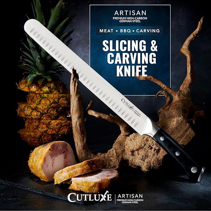 Cutluxe Brisket Knife ??12" Carving & Slicing Knife for Meat & BBQ ??Razor Sharp German Steel, Sheath Included, Ergonomic Full Tang Handle Design, Grilling Gifts for Men ??Artisan Series