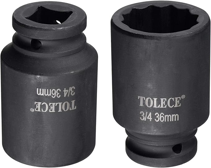uxcell 3/4-Inch Drive 36mm 12-Point Deep Impact Socket, CR-MO Steel 78mm Length, Metric Sizes