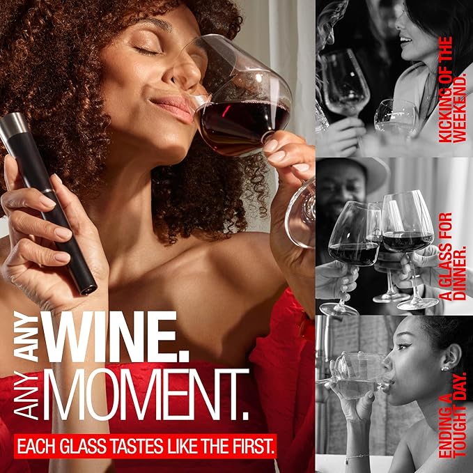 zzysh짰 3 in 1 Wine Saver, Stopper & Argon Gas Wine Preserver Up to 8 Weeks - Wine Preservation System with Argon Gas Cartridges For Wine - Most Inspired Wine Set Gifts for Women, Men Wine Lovers