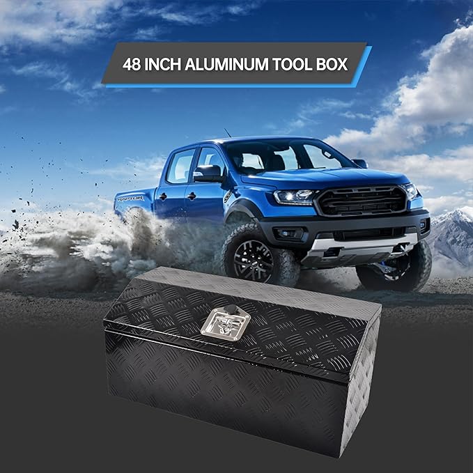 30 Inch Aluminum Truck Tool Box竊똇eavy Duty Truck Bed Tool Box Storage Organizer with T-Handle, Black (30'' x 13.2'' x 13.5'')