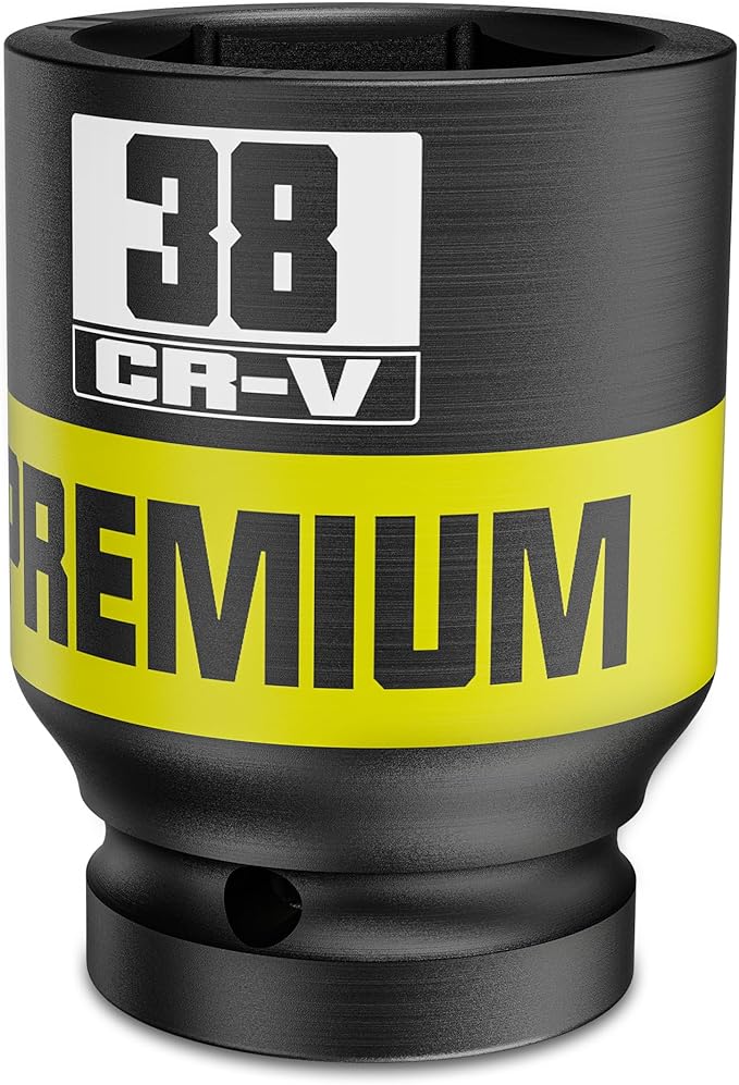 3/4" Drive 6 Point Impact Socket, 38mm Deep Socket, Metric, CR-V, Automotive Maintenance Machinery Manufacturing