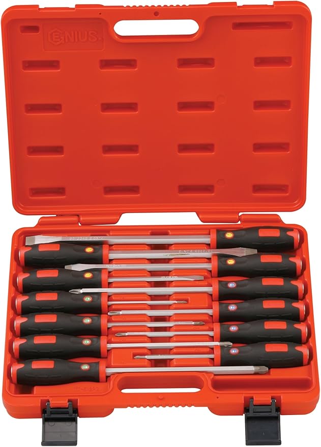 Genius Tools 12 Piece Combination Tang-Thru Screwdriver Set TT-512PZ