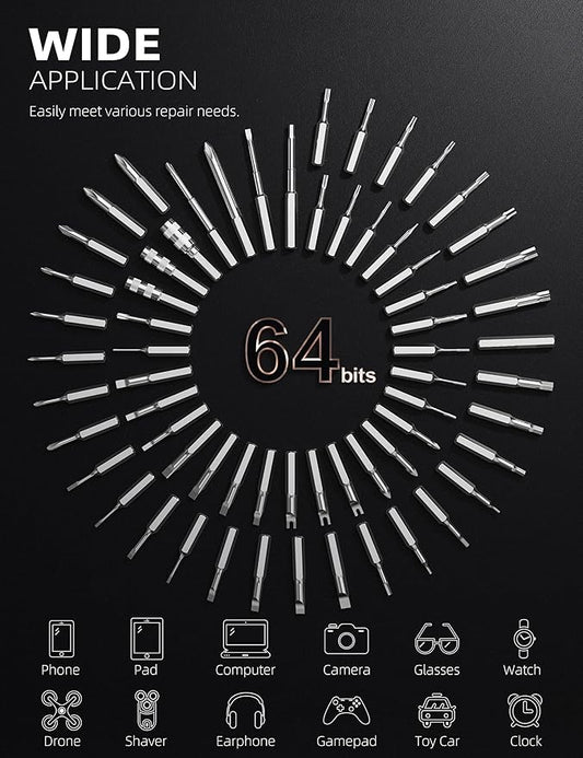 iFu Mini Electric Screwdriver, 90 in 1 Precision Screwdriver Set – Small Cordless Power Screwdriver with LED Light & 64 Magnetic Bits, Repair Tool for Phone Laptop Camera Watch Computer