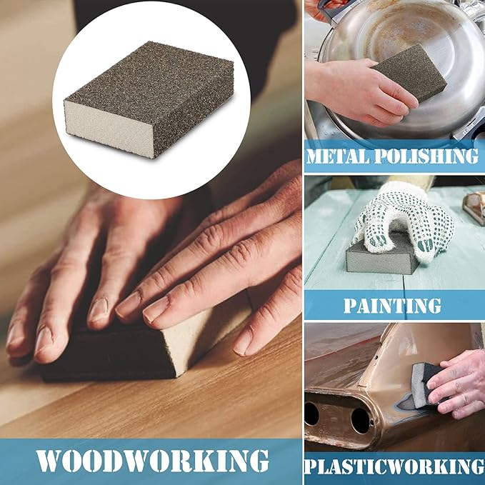 8Pcs 36 Grit Sanding Blocks, Jamiikury Coarse Sanding Sponge Washable and Reusable, Wet Dry Sandpaper Sponge for Wood Metal FurniturePaint and Drywall