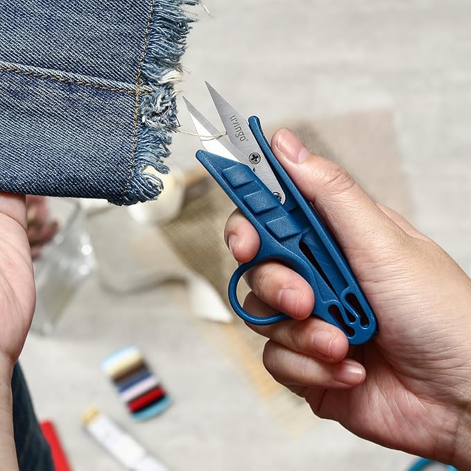 LIVINGO Fabric Sewing Scissors Set All Purpose - Heavy Duty Tailor Shears with Small Embroidery Thread Snips Sewing Kit for Home Crafting Cutting, 9.5" & 5" & 4.5", Blue Comfortable Handles