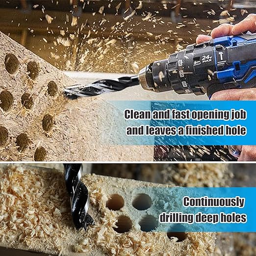 1" x 9" Auger Drill Bit for Wood, Hex Shank Tri Flute Ship Auger Long Drill Bit for Soft and Hard Wood,Tree Stump,Plastic,Drywall and Composite Materials