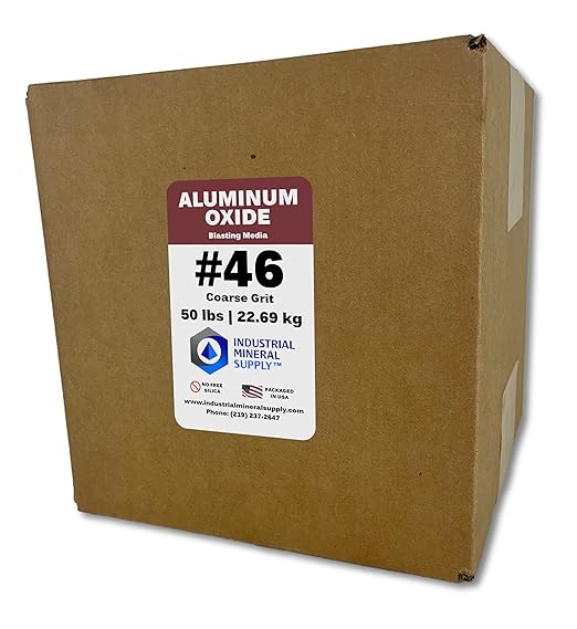 Aluminum Oxide - 50 lbs. or 22. 69 kg. - Sand Blasting Abrasive Media for Sandblasters, Sandblast Guns and Blast Cabinets (#46 Grit - Coarse)