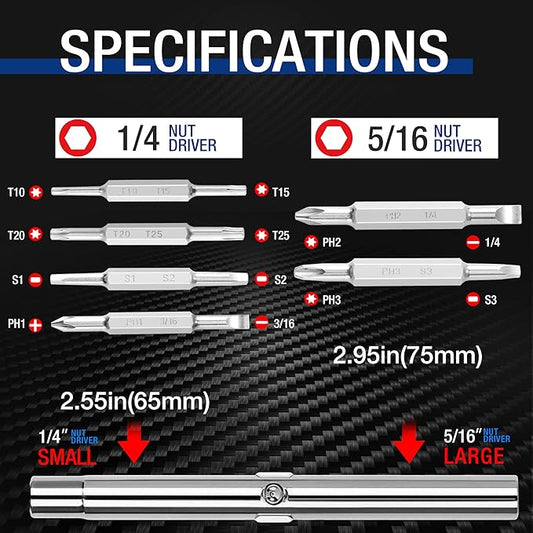 WORKPRO 15-in-1 Multi-bit Screwdriver Set Tool All in One, Portable Multi-purpose Screw-driver, Slotted/Philips/Torx/Square