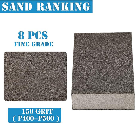8Pcs 150 Grit Sanding Blocks, Jamiikury Fine Sanding Sponge Washable and Reusable, Wet Dry Sandpaper Sponge for Wood Metal FurniturePaint and Drywall