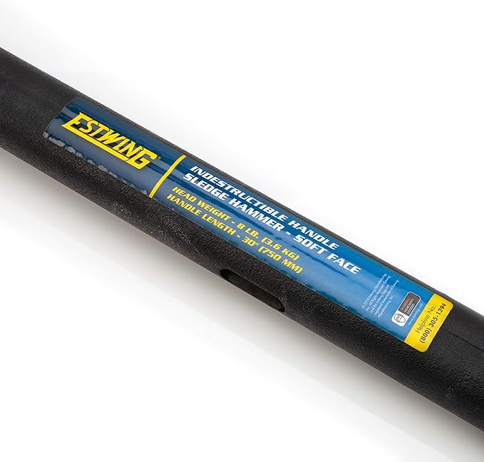 Estwing 8 lb Soft Face Sledge Hammer - 30" Indestructible Handle, Shock-Absorbing Grip, Overstrike Resistant