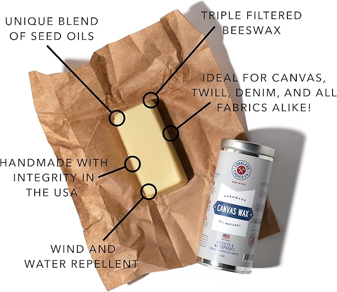 Cobbler's Choice Canvas Wax - Protects Textiles from Wind, Water, and the Elements!