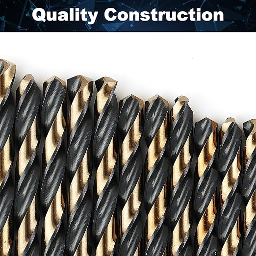 COMOWARE 60pcs Number Drill Bit Set, Wire Gauge #1 to #60, HSS M2 Drill Bit, 135째 Split Point, Black and Gold Coated, Drill Bit Set for Metal/Plastic/Wood, with Index Case
